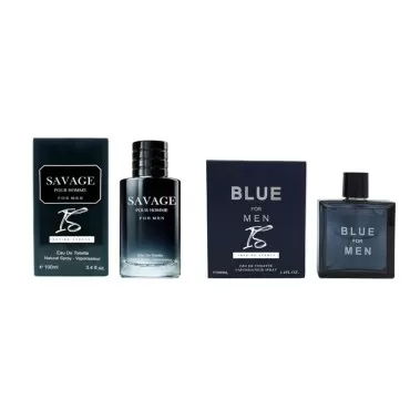 INSPIRE SCENTS Savage Pour Homme & Blue for Men Cologne Combo Set, Eau De Toilette Natural Spray Fragrance for Men, Wonderful Gift, Masculine Scent 3.4 Fl Oz Each (Pack of 2) Clashoky