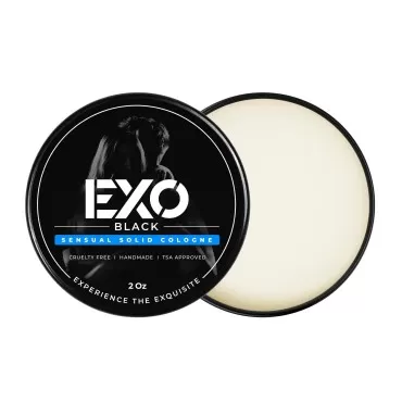 EXO Black Sensual Cologne for Men, Woody & Fresh, Natural Solid Cologne Balm, Handmade, Travel Friendly, Cruelty-Free, 2 oz