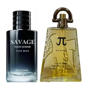 Savage Cologne for Men + PI by Genius Cologne for Men Eau De Toilette Spray, 3.4 Fl Oz each (Pack of 2)
