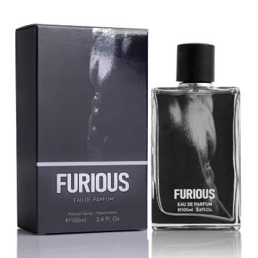 Furious Eau De parfum for Men - Woody Aromatic Cologne - Top Notes of Cardamom, Lemon, Orange, Fir & Sea - Base Notes of Brazilian Rosewood & Oakmoss with Musk & Sandalwood - Elegant 100ml Bottle