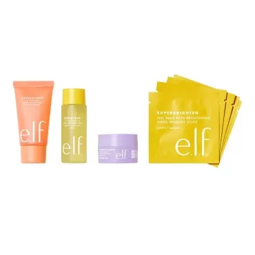 e.l.f. Skin Supers Mini Kit, Skincare Kit With A Toner, Cleanser, Moisturizer & Exfoliating Peel Pads, Brightens, Smooths & Hydrates Skin