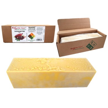 Essential Depot Cocoa Butter - Raw - Unrefined - 100% Pure - Natural Cocoa Scent - 4 lbs - Used in Creams, Lotion Bars and Sticks, Lip Balms, Body Butters and many other skin care products