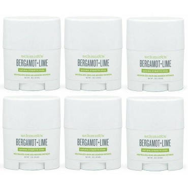 Schmidt's Aluminum Free Natural Deodorant for Women and Men, Bergamot + Lime with 24 Hour Odor Protection, Certified Cruelty Free, Vegan Deodorant, Travel Size 0.7oz, 6 pack, 0.7 Ounce
