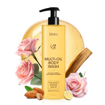 Elvira Multi-Oil Cleansing and Hydrating Body Wash, Oil to Milky Lather, Moisturized and Softer Skin, Cleanse Without Drying For All Skin Types, 10.15 fl oz