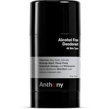 Anthony Alcohol Free, Aluminum Free Deodorant for Men - Non-Irritant Cool Gel Stick for Sensitive Skin - Sport Strength Stick Prevents Odor All Day - Clear, Stain Free - 2.5 Fl Oz