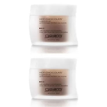 GIOVANNI Hot Chocolate Sugar Body Scrub - Exfoliating Body Scrub, Contains Crushed Cocoa Beans, Sugar Scrub for Body, Enriched with Essential Oils, Vegan - 9 oz (2 Pack)