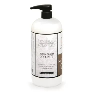 Archipelago Botanicals Coconut Body Wash, Decadent and Nourishing Daily Wash, Protected and Moisturized Skin, Free from Parabens, Phthalates and GMOs (33 fl oz)