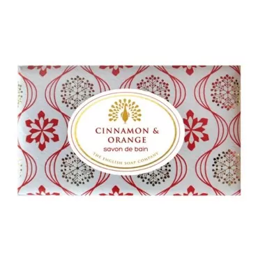 The English Soap Company Vintage Wrapped Soap Bar, Luxury Cinnamon Shea Butter Soap Bar, Moisturising Soap Bar for Face and Body, Cinnamon and Orange Scent 190g