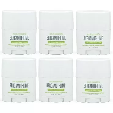Schmidt's Aluminum Free Natural Deodorant for Women and Men, Bergamot + Lime with 24 Hour Odor Protection, Certified Cruelty Free, Vegan Deodorant, Travel Size 0.7oz, 6 pack, 0.7 Ounce