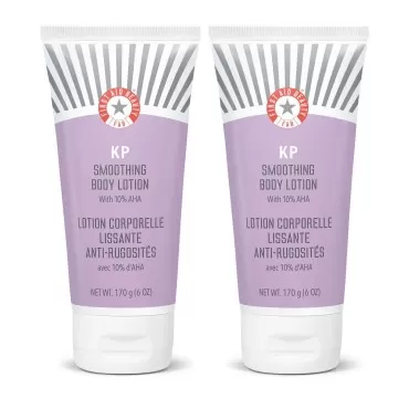 First Aid Beauty KP Smoothing Body Lotion Double Pack - Chemically Exfoliates and Moisturizes with 10% Lactic Acid (AHA), Urea, Colloidal Oatmeal and Ceramides - Two 6 oz Tubes