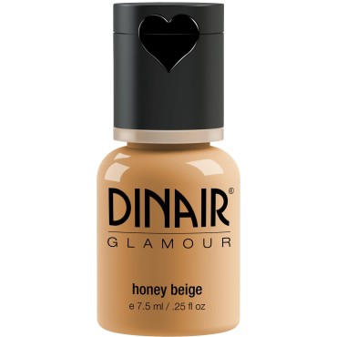 Dinair Airbrush Makeup Foundation | Honey Beige | GLAMOUR: Natural, Light coverage, Matte 1/4 oz.