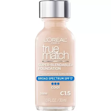 L'Oreal Paris Makeup True Match Super-Blendable Liquid Foundation, Bone C1.5, 1 Fl Oz,1 Count