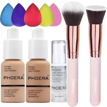 PHOERA Foundation 104 and 105 & Face Primer,Liquid...