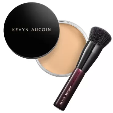 Kevyn Aucoin Foundation Balm, FB 03 (Light) shade + brush: Light diffusing. Full coverage, buildable, blends, blurs, corrects, evens out complexion, and hydrates. All skin types. Makeup artist go to.