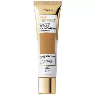 L’Oréal Paris Age Perfect Radiant Serum Foundation with SPF 50, Soft Sable, 1 Ounce