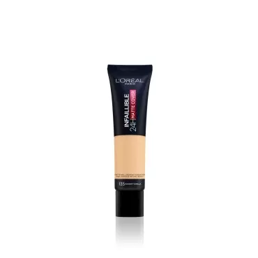 L'Oreal Paris Cover Liquid Foundation, With 4% Niacinamide, Long Lasting, Natural Finish, Available in 20 Shades, SPF 25, Infallible 32H Matte Cover, Shade 135, 30ml