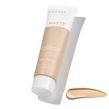 Light Coverage Matte Foundation. Tea Trea for Oil Absorbing & Blemish Control-UNDONE BEAUTY Unfoundation Matte Tint. Evens out skin tone for a natural-looking finish. BUTTERCREAM MEDIUM LIGHT