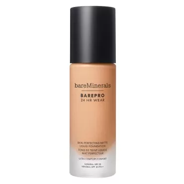 bareMinerals Barepro 24HR Wear Matte Liquid Foundation Mineral SPF 20, Full Coverage Matte Finish, Breathable Makeup for Face, Vegan (Med. 35 Neutral)