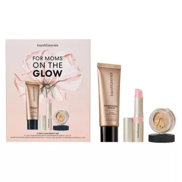 bareMinerals 3-Piece Clean Beauty Gift Set, Includes 3 Full-Sizes, Tinted Moisturizer Mineral SPF 30 + Hyaluronic Acid, Under-Eye Brightener + Concealer, Dewy Lip Gloss-Balm Set, Makeup Trio, Ginger