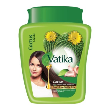 Dabur Vatika Naturals Hair Mask - Intensive Moisturizing Solution with Natural Ingredients - Revitalize and Nourish Your Mane - Rejuvenating Formula for Strong, Silky, and Smooth Hair - Cactus (500g)