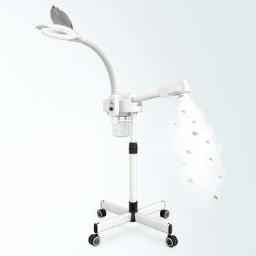 KINGSTEAM Professional Facial Steamer & Magnifying Lamp 2-in-1 Strong Steam Face Steamer with 3X Magnifying Lamp for Salon, Spa, Estheticians, Ozone Steamer for Flawless Skin
