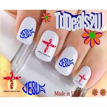 General Nail Decals - Jesus #1 Red Cross FISH WaterSlide Nail Art Decals - Highest Quality! Made in USA