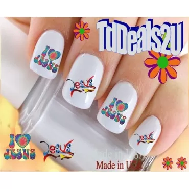General Nail Decals - Jesus #2 Rainbow WaterSlide Nail Art Decals - Highest Quality! Made in USA