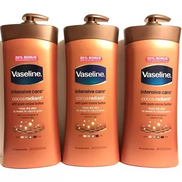 Vaseline Intensive Care Body Lotion - Cocoa Radiant - Net Wt. 24.5 FL OZ (725 mL) Per Bottle - Pack of 3 Bottles