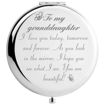 Peayale Granddaughter Gifts for Birthday Graduation Christmas Travel Mirror (Beautiful Granddaughter)