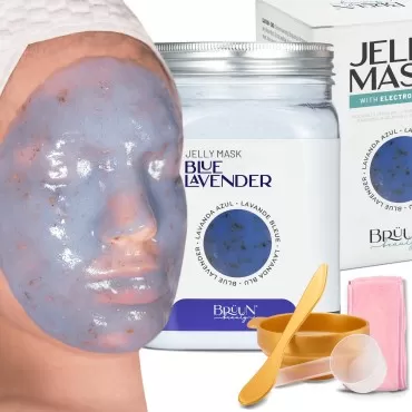 BRÜUN Jelly Mask Jar Blue Lavender Peel-Off Face Care Rubber Mask | 23 fl oz Skin Care Moisturizing Gel Mask Jar Spa Set