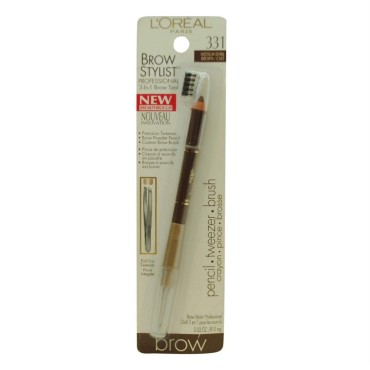 L'Oreal Brow Stylist Professional 3-in-1 Brow Tool, Medium - Dark Brown 331 .02 oz (810 mg)
