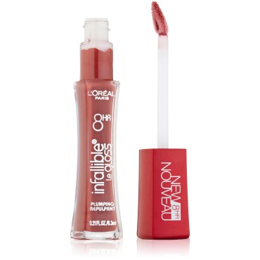 L'Oreal Paris Infallible 8HR Plumping Lip Gloss, Plum, 0.21 Ounces