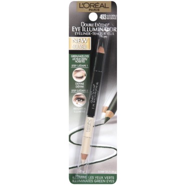Double Extend Eye Illuminator Eye Liner for Green Eyes, Black Emerald, 0.048 Fluid Ounce