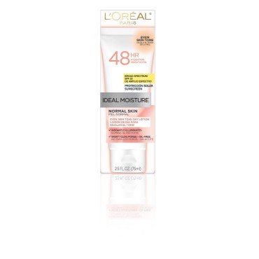 L'Oreal Paris Ideal Moisture Even Skin Tone Day Lotion, Normal Skin, 2.5 Fluid Ounce