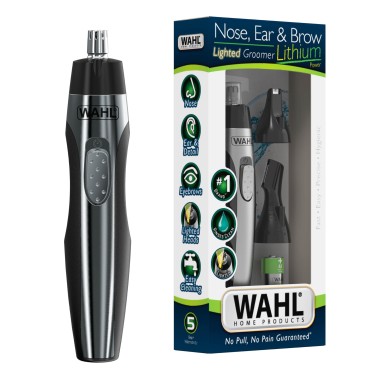 Wahl Lithium Battery Powered Lighted Ear, Nose, & Brow Trimmer - Painless Eyebrow & Facial Hair Detail Personal Trimmer - Model 5546-400