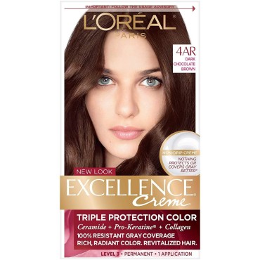 L'Oreal Paris Excellence Creme Triple Protection Hair Color, Dark Chocolate Brown [G15] 1 ea (Pack of 4)