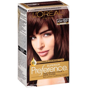 L'Oreal Superior Preference, 4SM Dark Soft Mahogany Brown (Warmer) 1 ea (Pack of 4)