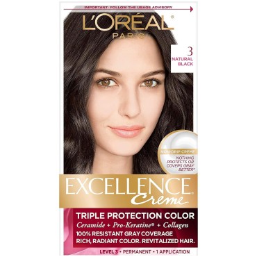 L'Oreal Excellence Creme - 3 Natural Black (Natural) 1 Each (Pack of 4)
