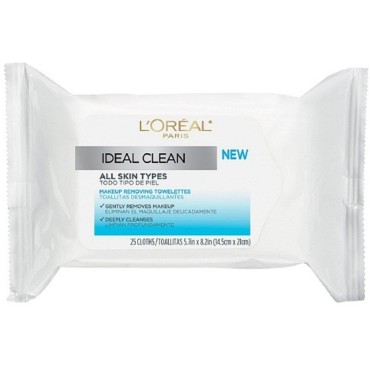 L'Oreal Ideal Clean Towelettes, All Skin Types 25 ea (Pack of 3)
