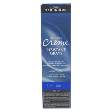 Loreal Excellence Creme Resist#8X Med. Blonde 1.74 Ounce (51ml) (2 Pack)