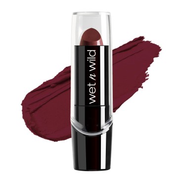 wet n wild Silk Finish Lipstick, Hydrating Rich Buildable Lip Color, Formulated with Vitamins A,E, & Macadamia for Ultimate Hydration, Cruelty-Free & Vegan - Dark Wine