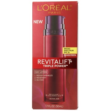 L'Oreal Paris RevitaLift Triple Power SPF 30 Day Lotion, 1.7 Fluid Ounce
