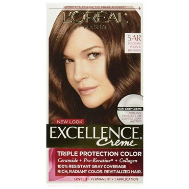 L'Oreal Excellence Creme - 5AR Velvet Brown (Medium Maple Brown) 1 Each (Pack of 10)