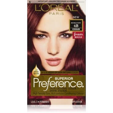L'Oreal Paris Superior Preference Fade-Defying Color + Shine System, 4B Burgundy