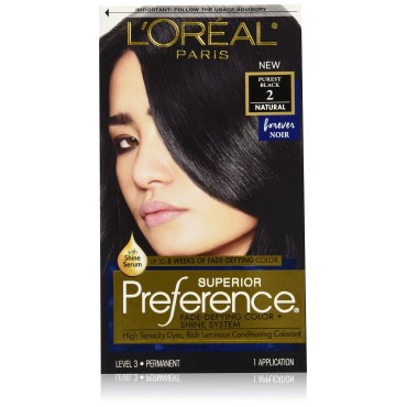 L'Oreal Paris Superior Preference Fade-Defying Color + Shine System, 2 Purest Black
