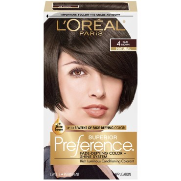 L'Oreal Paris Superior Preference Fade-Defying Color Plus Shine System, 4 Dark Brown