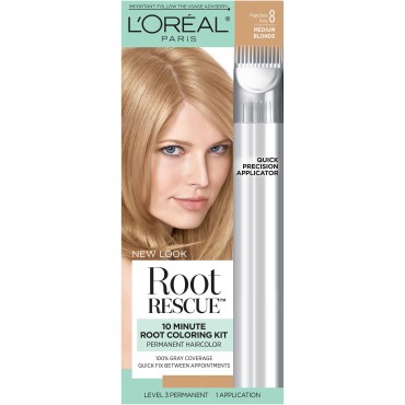 L'Oreal Paris Root Rescue 10 Minute Root Coloring Kit, 8 Medium Blonde