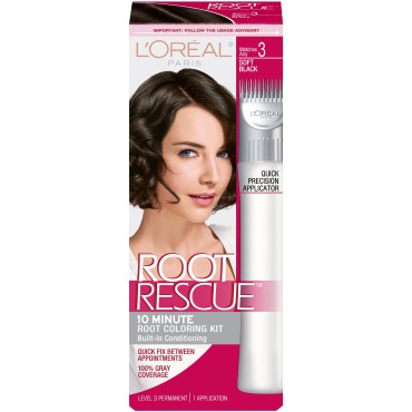 L'Oreal Paris Root Rescue 10 Minute Root Coloring Kit, 3 Soft Black