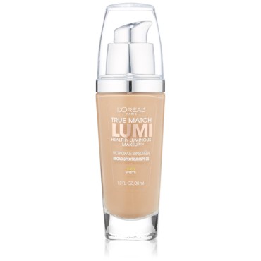 L'Oréal Paris True Match Lumi Healthy Luminous Makeup, W6 Sun Beige, 1 fl. oz.