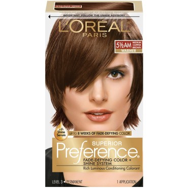 L'Oreal Paris Superior Preference Fade-Defying Color + Shine System, 5.5AM Medium Copper Brown (Packaging May Vary)